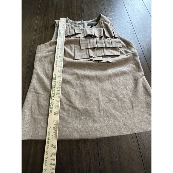 Banana Republic Womens Tan & Gold Box Pleated Wool Blend Sleeveless Top Medium - Picture 4 of 6